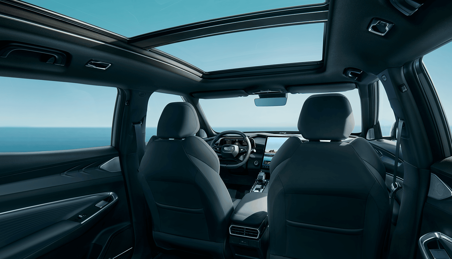 foto interior de carro antes Geely antes de manejar en carretera, conecta tu pantalla Geely con Apple Carplay